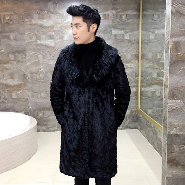 

casual black мужская искусственного меха пальто сгущает furry верхняя одежда 2020 winter fur для похудения шинель с воротником куртки xl658