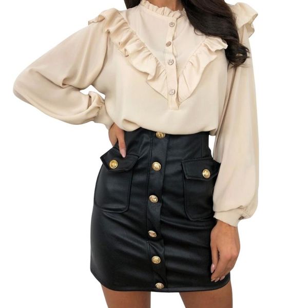 

women's pu leather skirt for woman button black/high waisted/pencil skirts womens autumn wrap mini skirt female