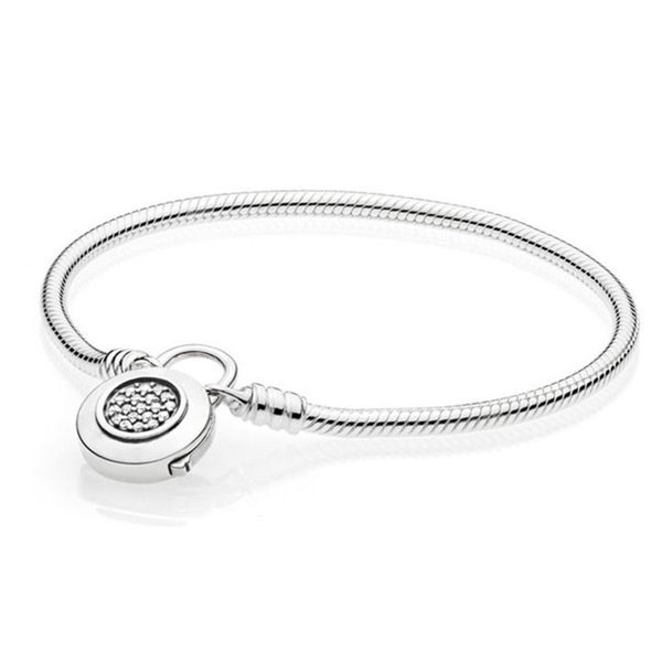

100% 925 sterling silver europe and america style pan bracelets 2018 the new inlay cz classic open mouth snake bone chain, Black