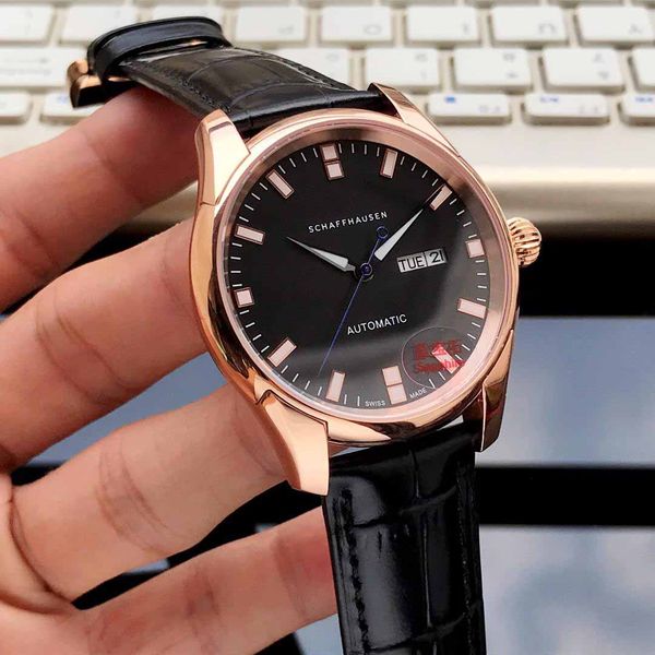 

человек роскошные часы мужские дизайнерские часы 40 мм реальный кожаный ремешок япония автоматический механический механизм случайные наручн, Slivery;brown