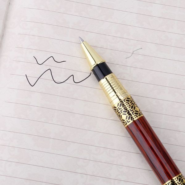 

luxury metal ballpoint pen imitation wood emboss pattern rollerball pen office school stationery