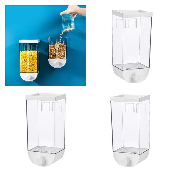 

3pcs kitchen wall mounted cereal dispenser dry food storage container 1500ml