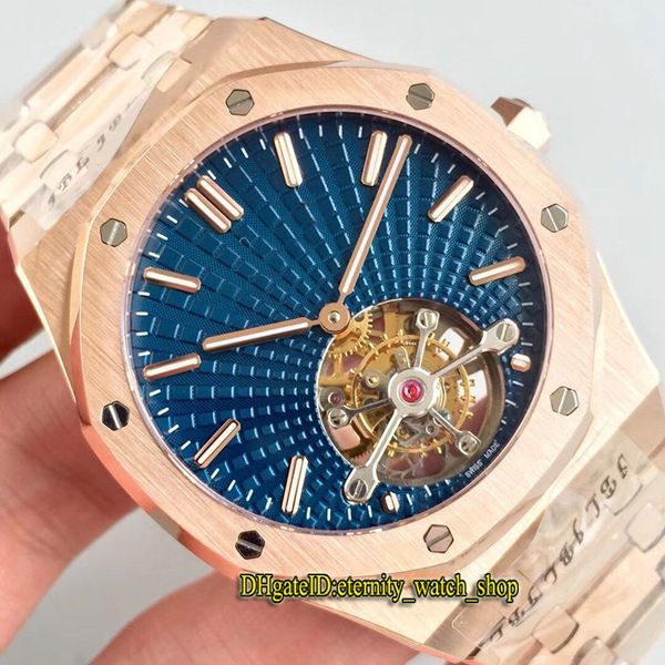 

r8 top версия royal series 26522 tourbillon cal.2924 ручной подзавод механический синий циферблат мужские часы из розового золота стальной л, Slivery;brown