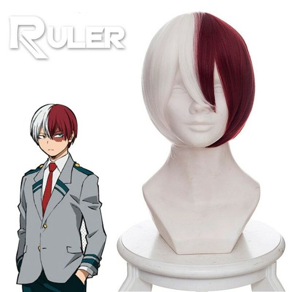 

short layer anime my hero academia todoroki shouto cosplay wig, Black