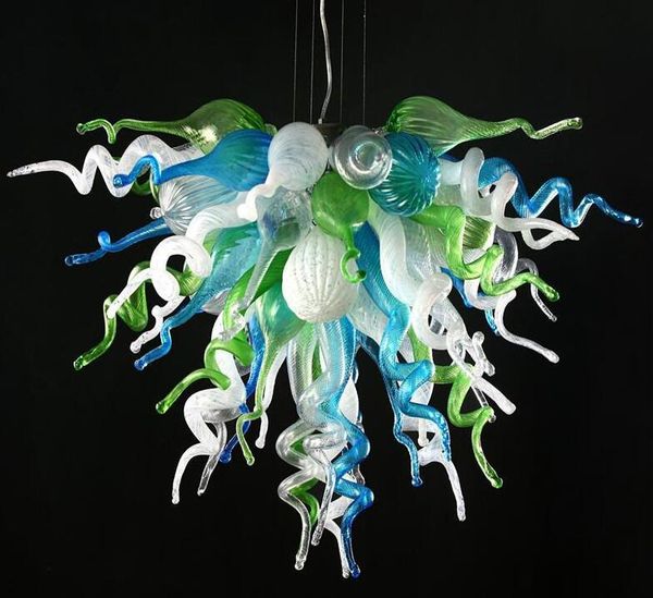 

ocean mist series blown glass chandelier in blues and greens twisted and tiered glass led murano glass chandelier lighting