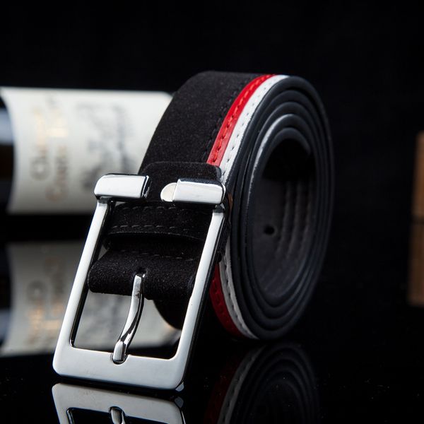 

2019 new fashion velvet men's belts pu suede color matching belts ladies leisure pin buckle for young students jeans belt, Black;brown