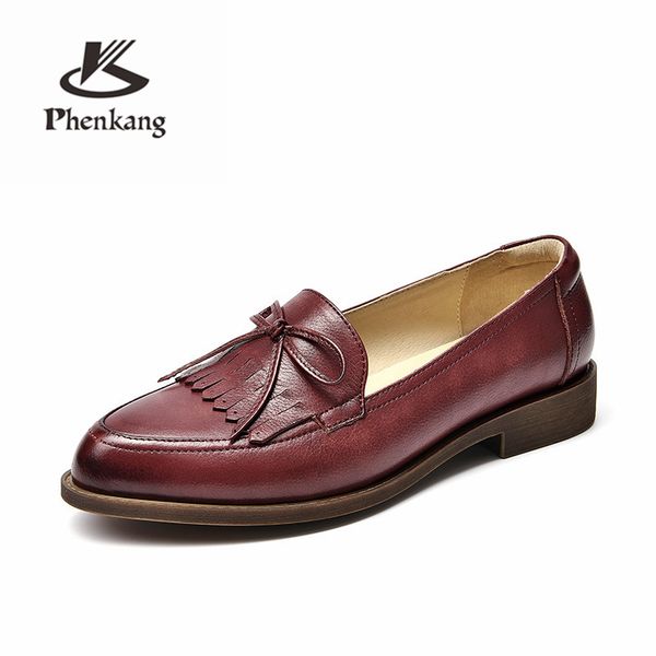 

women genuine leather flats oxford shoes woman sneakers lady brogues vintage casual shoes for women handmade 2020 black brown