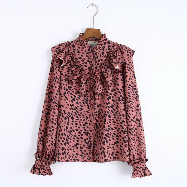 

women long sleeve shirt autumn 2019 new fashion vintage prints ruffle blouse modern lady shirts, White