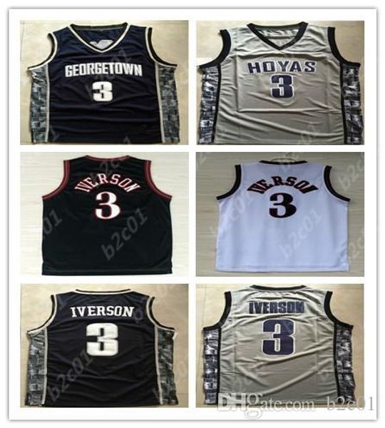 

Men's NCAA Georgetown Hoyas Iverson College Jersey Cheap 3 Iverson Basketball Jerseys