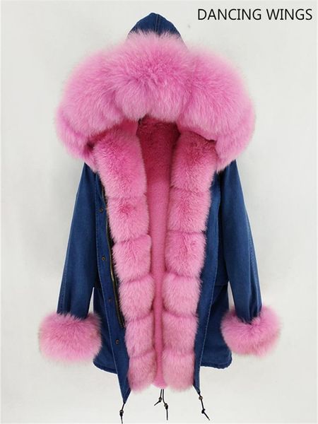 

rex fur lining real fur coat women's outwear detachable winter jacket large collar hooded coat parkas, Black