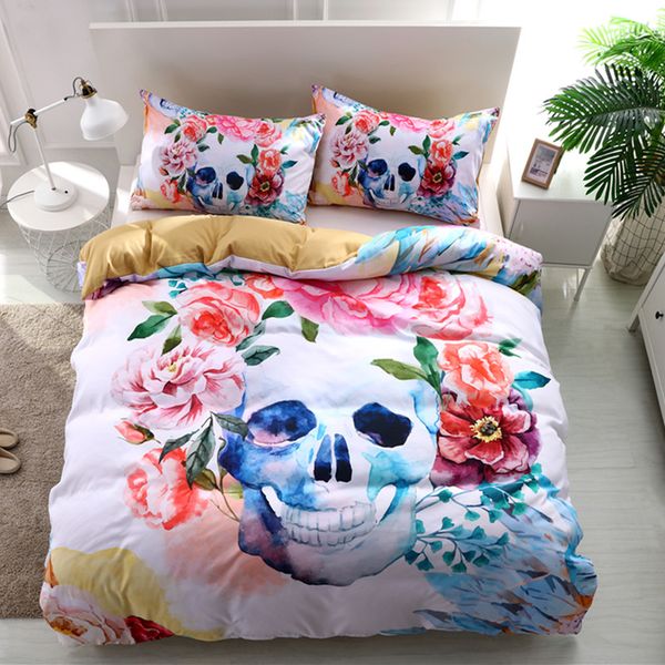 Home Furniture Diy New Skull Bedding Set Style 3d Sugar Skull