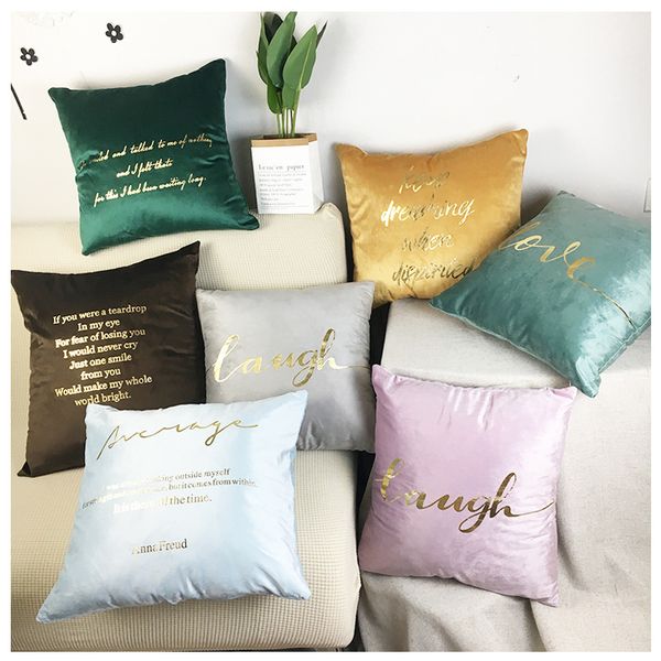 

plain velvet green pillowcase decoration home stamping letter customizable sofa cushion cover car sofa dark decorative
