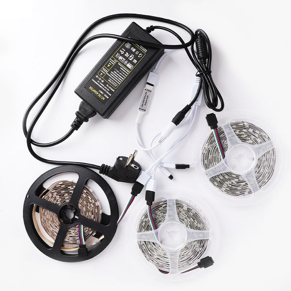 

5m 10m 15m rgb светодиодные ленты smd 5050 12v dc диод лента гибкая лента fita tira светодиодные полосы light + ir remote + адаптер eu