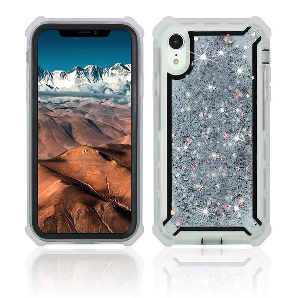 Casi Robot Bling Glitter Epossidico per iPhone XS XR XSMax TPU PC PC completo Protezione del corpo Defender Oppbags