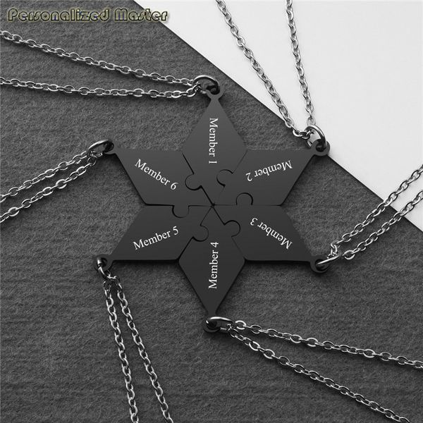 

personalized master customized 5/6 pieces friendship puzzle piece pendant for friends sisters brother friendship necklace, Silver