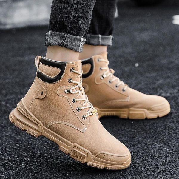 

new men fashion ankle boot lace-up men british boot autumn winter male botas waterproof outdoor shoes, Black