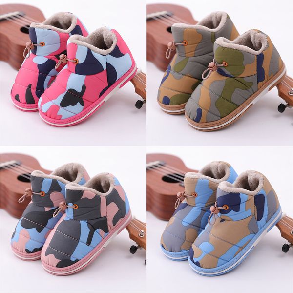 

winter children' camouflage waterproof light snow boots down cloth warm cotton shoes kids shoes sapato bota infantil 2109 new, Black;grey