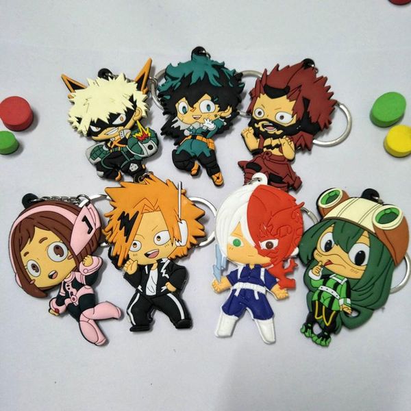 

anime demon slayer my hero academia two-sided keychain tanjirou nezuko zenitsu inosuke cosplay pvc key chain for fans gift, Silver