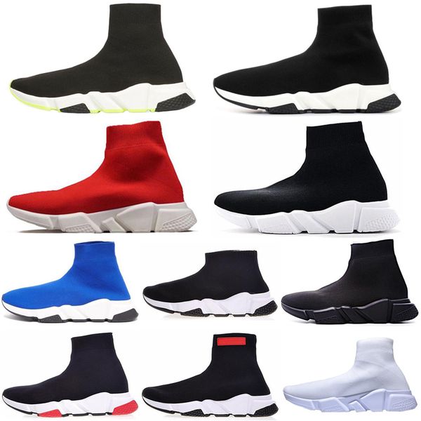 

2019 new speed ​​trainer тройной черная белых мужчин женщины носок обувь черного белой синий плоские мужские спортивные бегуна кроссовок раз