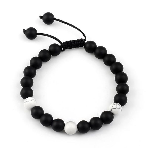 

men's women bead bracelet bangles 316l stainless steel braid bracelets natural stone white and black beads bracelet jewelry gift