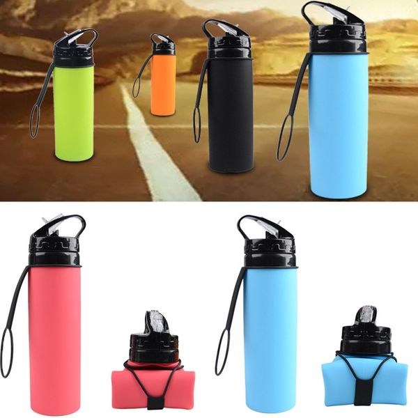 

600ml new silicone folding water bottle outdoor insulated travel water bottle water mug cup kettle drinkware fa2243