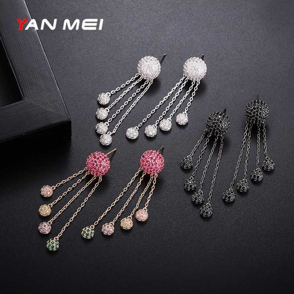 

yanmei 1 pair of zircon vintage long fringe pendant vintage fringe earrings women's jewelry gift female, Silver