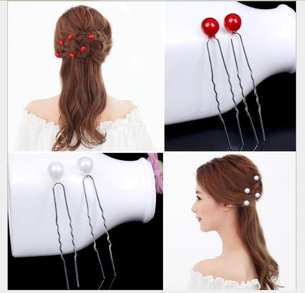 

new korean bride hairdressing pearl hairpin tray hairpin jewelry, Slivery;golden