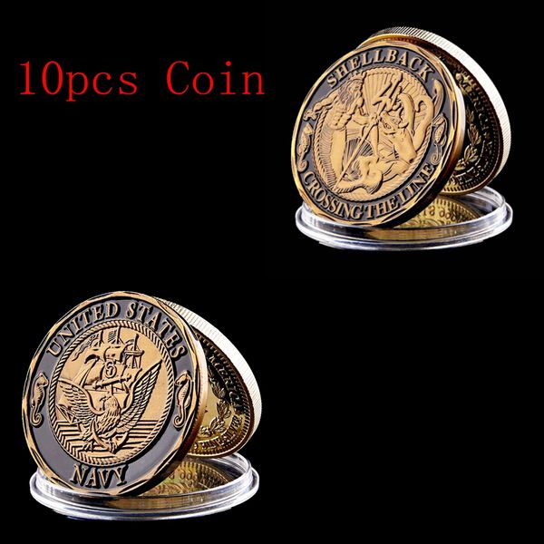 

10pcs Free Shipping U.S Navy Shellback Crossing the Line Sailor Commemorative Challenge Coin Collect