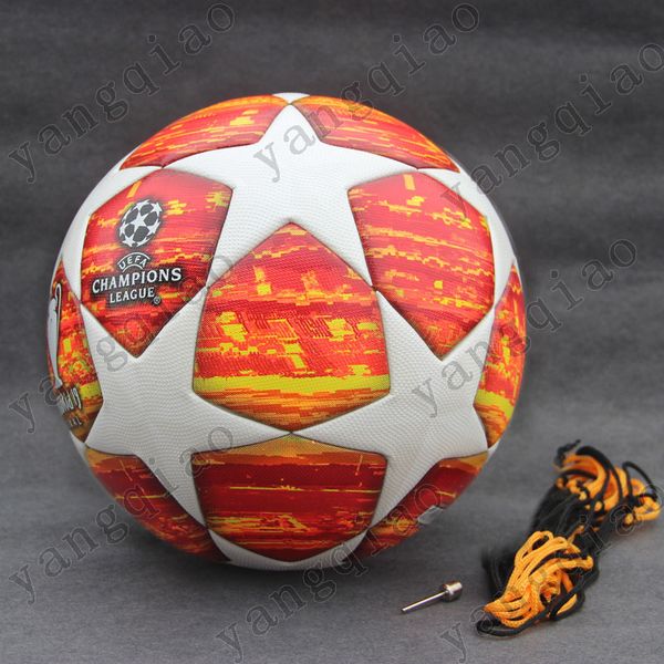 

2018 2019 champion league occer ball red pu high grade eamle pa te kin football ball ize 5