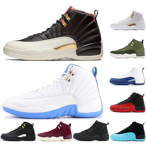 

luxury air jordan retro 12s dark grey game royal fiba game men basketball shoes 12 blue french cny sneakers with socks 40-47