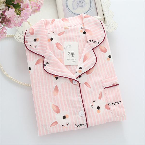 

pure cotton women's pajamas peter spring and summer double layer gauze thin long sleeve trousers set attitude sang shu