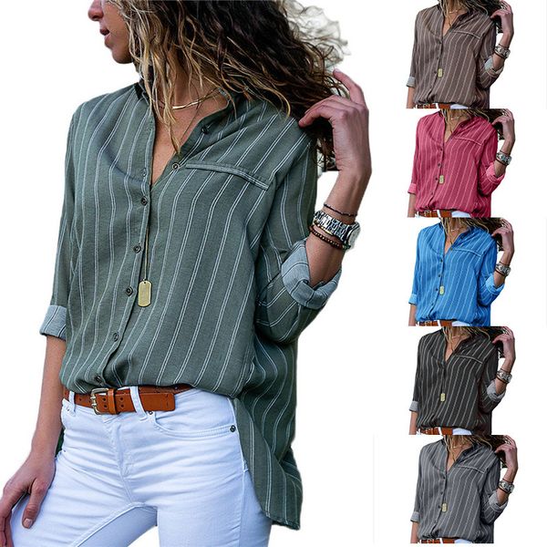 

women striped blouse shirt autumn casual long sleeve blouse ladies elegant office shirts size 3xl chemise femme 0.5, White