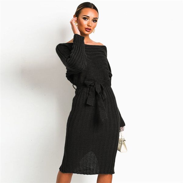 

designer long sleeve women dresses fashion crew neck ladies dress elegant solid color sweater knitted lace dress, Black;gray