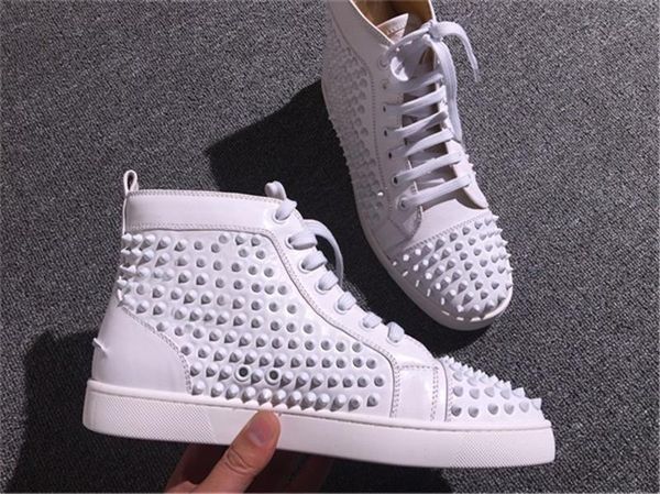 

fashion brand studded spikes flats shoes red bottom shoes for men and women party lovers genuine leather outdoor flats sneakers size 36-47