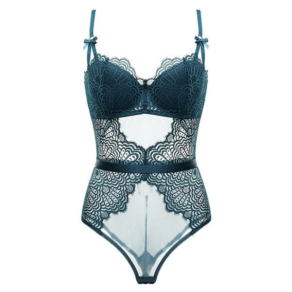 

bodysuit women's hollow out lace bustier shapewear lightly lined push up built-in cups underwire charming corset green, Black;white
