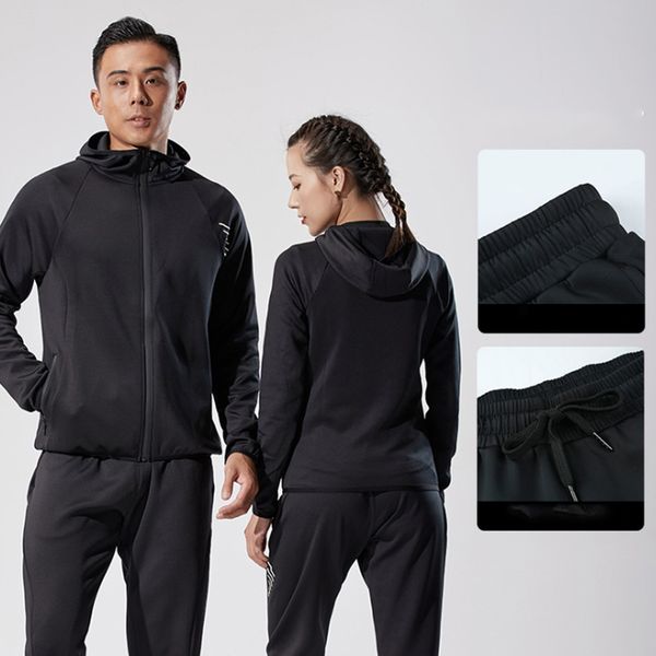 

2019 soccer running jacket men women long sleeves sport football jersey hoodie jogging training sweatshirt zipper coat tracksuit, Black;red