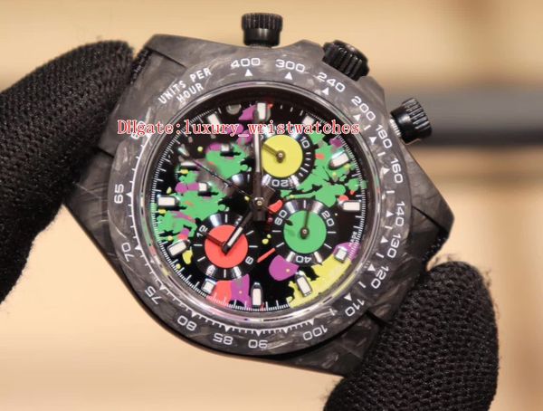 

5 colors new version wwf cosmograph 116500 116520 40mm carbon fiber chronograph working eta movement automatic mens watch watches, Slivery;brown