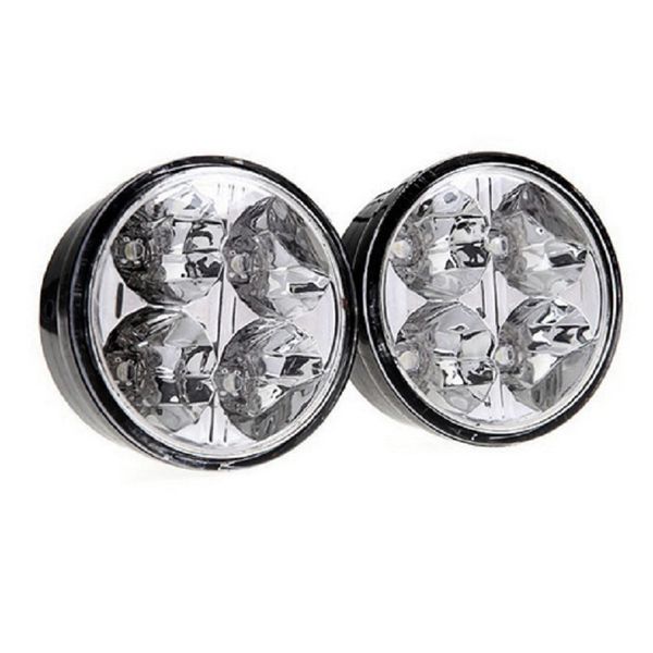 

2pcs new 4led 4w 12v fog parking lamp warning light car stylin car auto white round off road led drl daytime running lights