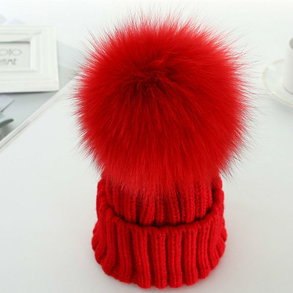 

winter pompom hats thicken knitted real big fur hat women skull cap hat kids lady warm thicken knitted caps wholesale, Blue;gray