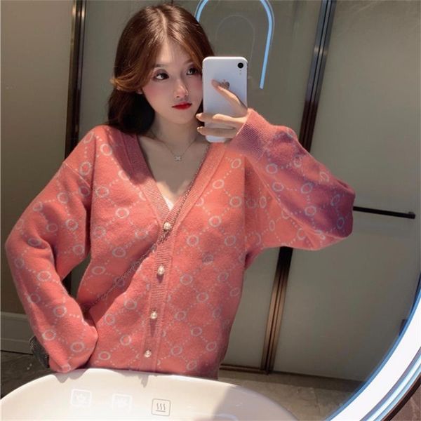 

v-neck long sleeve loose sweater, White;black