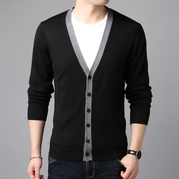 

bo 2019 new men fall thin section of sweater knitting cardigan leisure long-sleeved youth cultivate one's morality, White;black