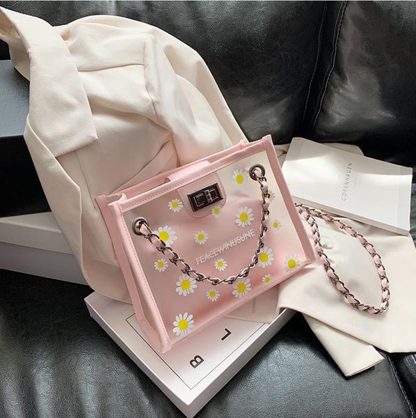 

designer women's small bag 2020 summer new fashion chain single tote messenger bag with transparent small square bags
