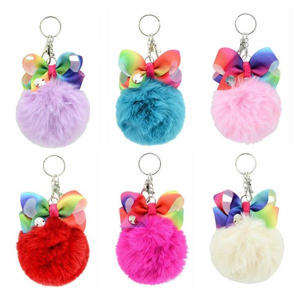 

jojo siwa solid pom pom с радужным бантом брелок 6 стилей лучший подарок для девочек, Red;brown
