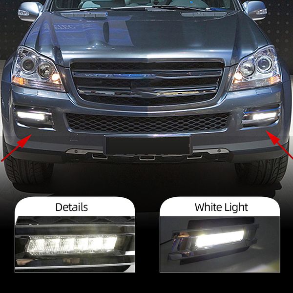 2 PCS LED Luz do Dia para Mercedes Benz W164 GL320 GL350 GL450 2006 2007 2009 2009 ABS impermeável 12V DRL Decoração da lâmpada de nevoeiro