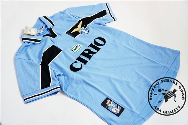 

lazio 1999/00 home salas #9 mihajlovic #11 inzighi #21 nesta #13 crespo #10 veron #23 claudio #7 pancaro #15 old soccer jersey, Black;yellow
