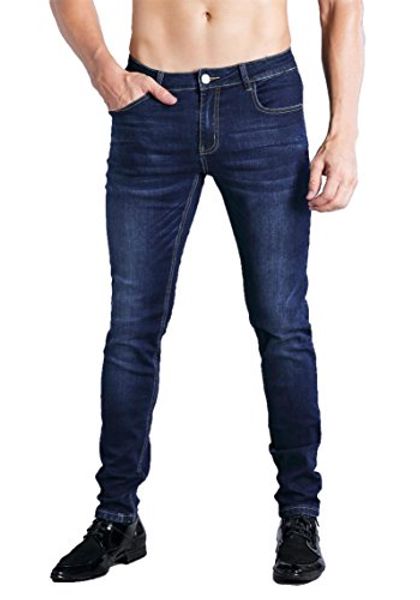 

zaddic skinny fit jeans men's younger-looking fashionable colorful super comfy stretch slim fit tapered jeans pants, Blue