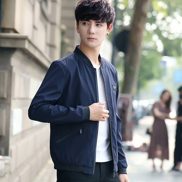 

spring and autumn new style men baseball collar simple slim fit coat youth origional hong wave jacket men's, Black;brown