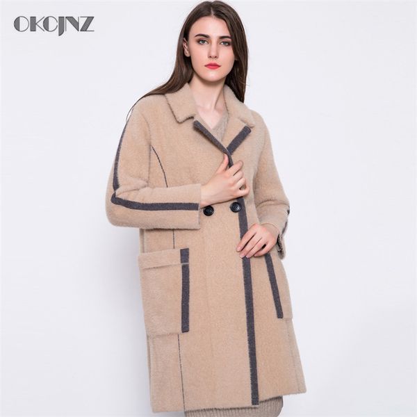 

2018 new autumn winter long woolen coat female fashion loose straight women woolen coat temperament thick outerwear yy129, Black