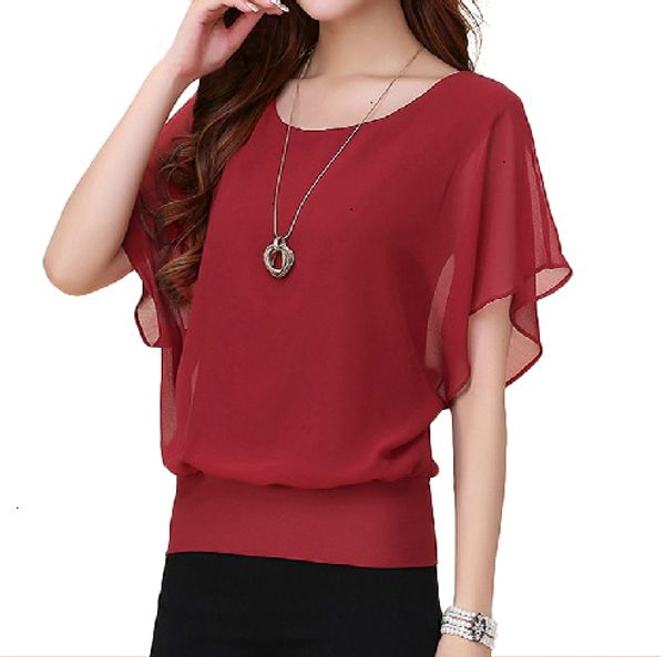 

blouses for women blouses women shirts 2019 women summer chiffon blouse for plus size ruffle batwing short sleeve casual shirt, White