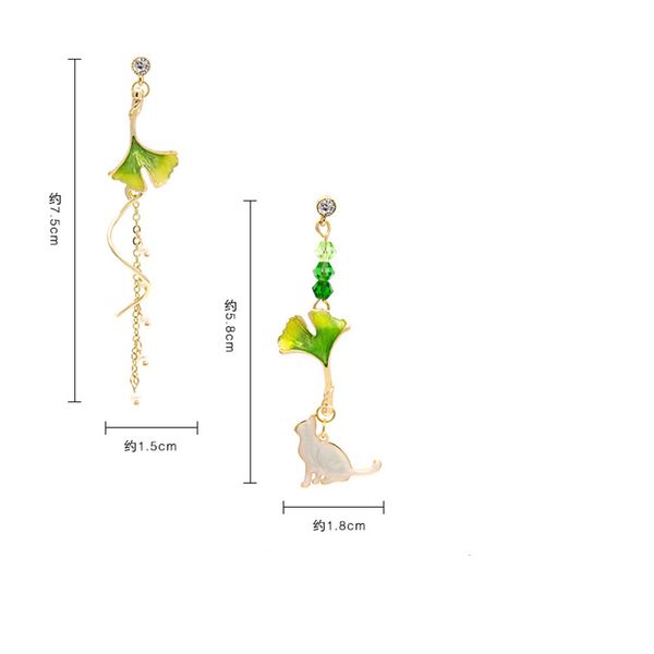 

ginkgo cat earrings design fashion acrylic flower earrings women party accessory, Silver